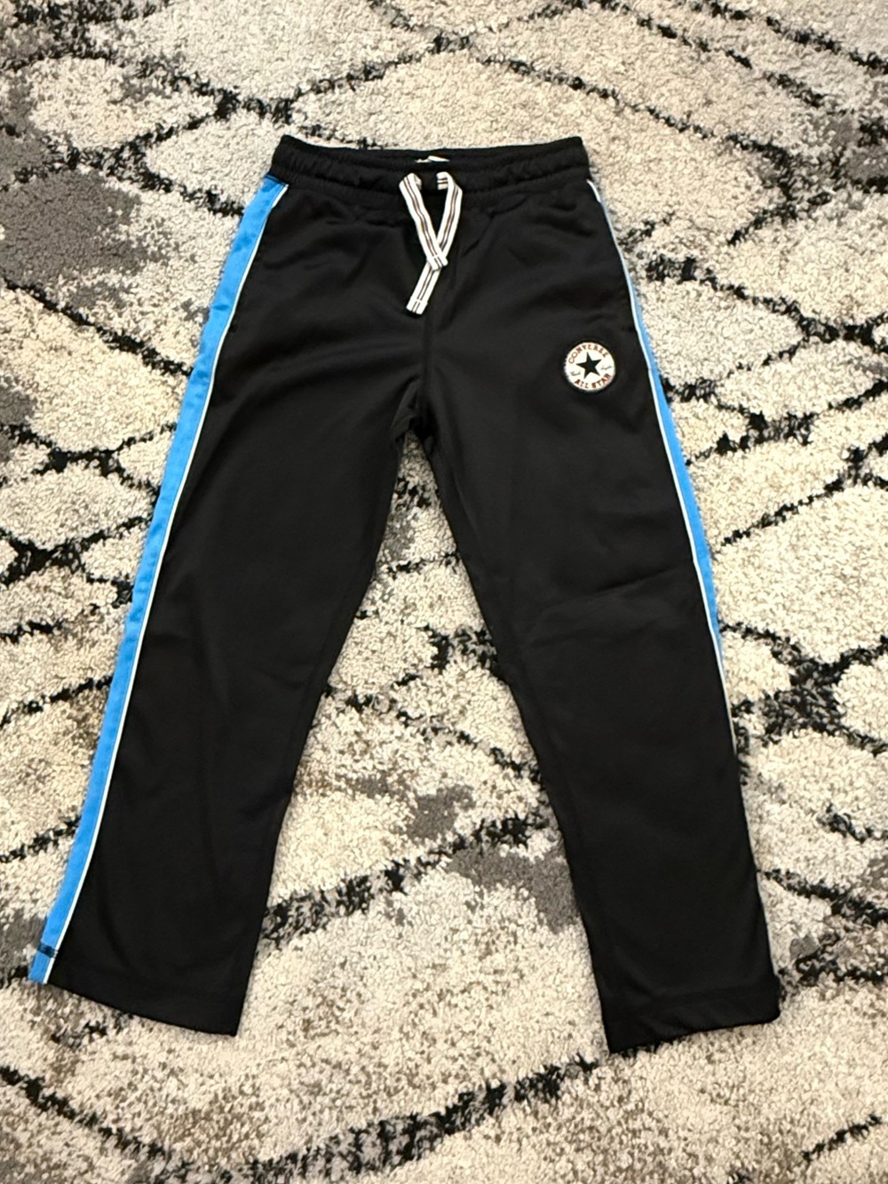 Converse Kids Black Track Pants with Blue Side Stripe Size 6-7 years old